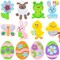 24 Pcs Foam Easter Egg Magnet Craft Kit, Easter Craft Kits DIY Animal and Egg Magnet Set for Kids Favor Classroom Homeschool Art Decor, Art and Craft Supplies Party Favors